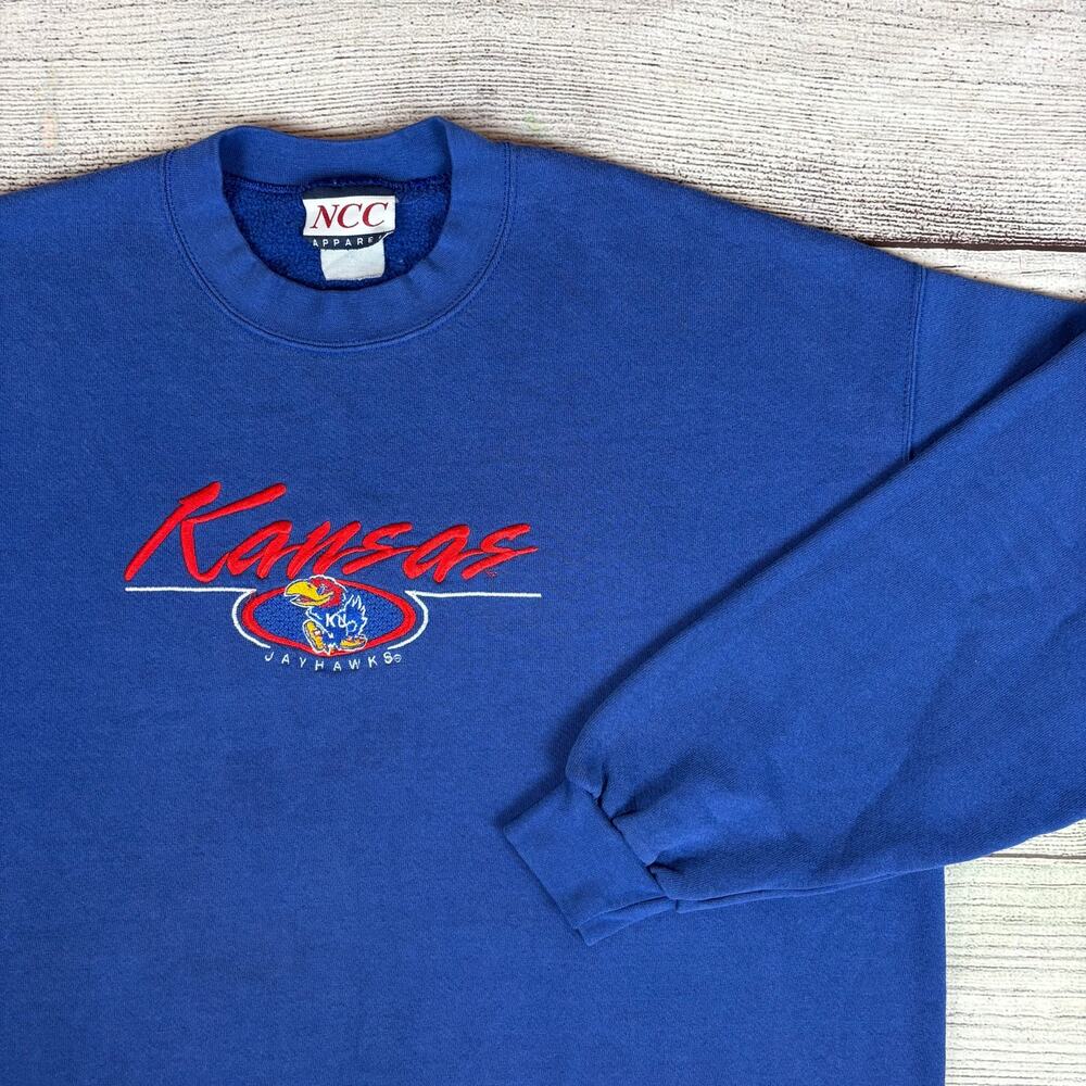 Vintage University of Kansas Jayhawks Embroidered College Crewneck